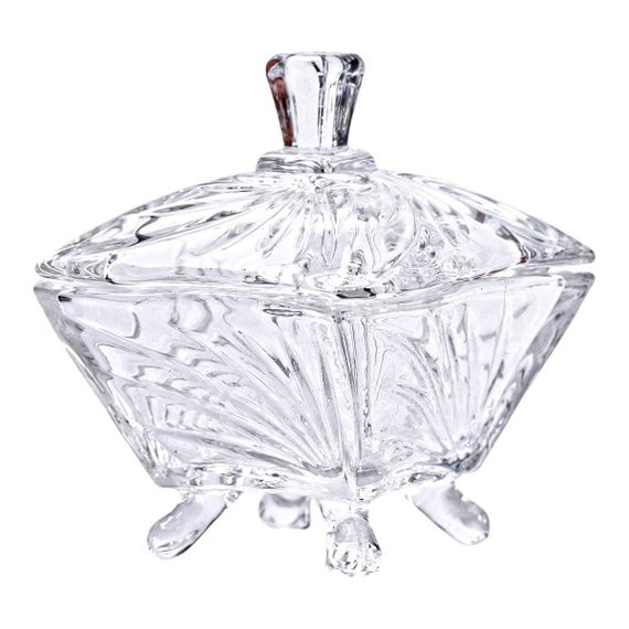 Цукорниця з кришкою 7.5×7.5×9 см ваза цукорниця скляна HP-4-117 | Зображення 2