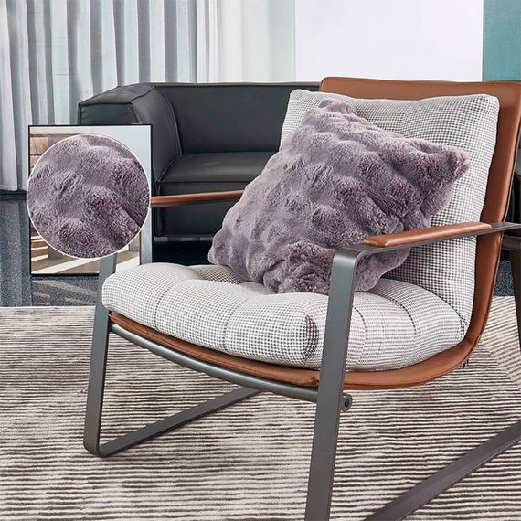 Накидка-покрывало меховая на табурет Love You 70х70 см серая (8602) | Зображення 2