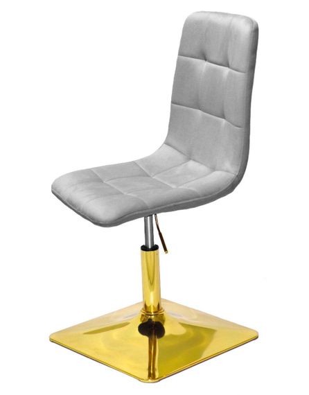 Стілець поворотний із регулюванням висоти Tom 4-GD-Base, на квадратній золотом основі, м'яка оббивка велюр світло-сірий UC-909 | Зображення 3