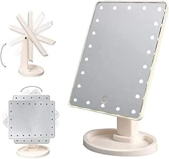Настольное зеркало для макияжа с LED подсветкой • Косметическое светодиодное зеркало для макияжа и ухода за лицом настольное | Зображення 2