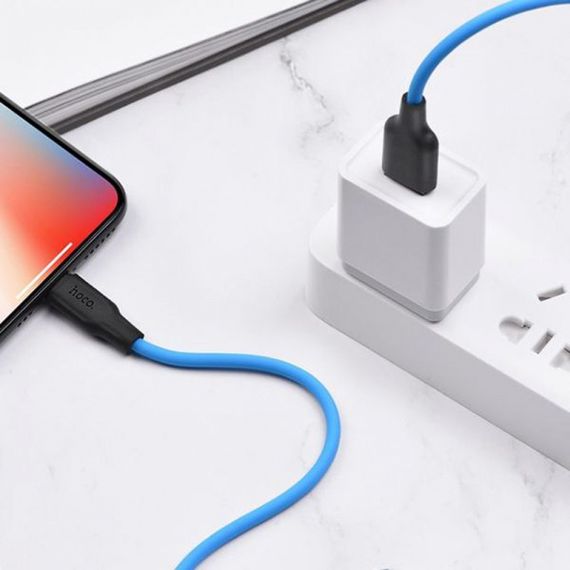 Кабель Hoco X21 Plus Silicone Lightning (1m) black/blue | Зображення 3