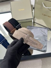 Ремінь Tom Ford T Icon замшевий бежевого кольору r157