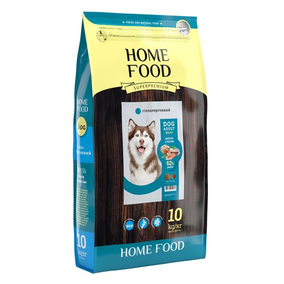 Сухий корм Home Food для дорослих собак великих порід «Форель з рисом» 10кг Гіпоалергенний