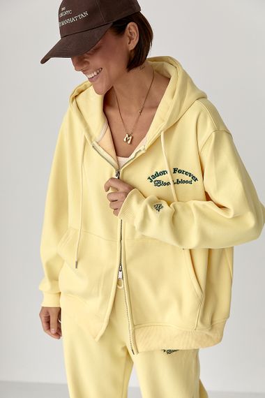 Теплий спортивний костюм з капюшоном - жовтий цвет, S/M (є розміри) | Зображення 2