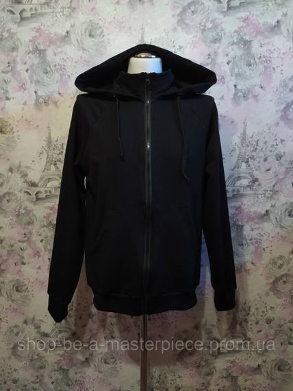 Худі чоловічий чорний  осінній весняний толстовка світшот анорак футер двонитка 60