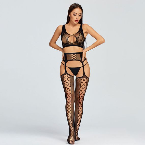 Еротичні колготки з відкритими стегнами Babydoll 42 Чорний 1602 | Зображення 6