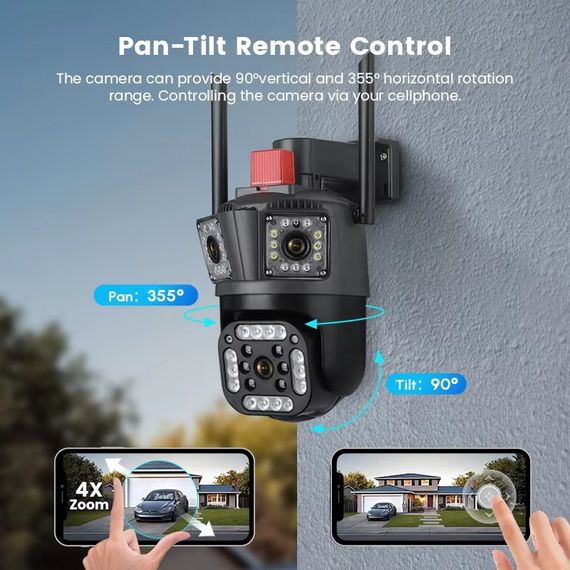 Зовнішня IP Камера 3 Лінзи WiFi Поворотна TOX WS-Q204V V380 PRO | Зображення 7