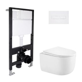 Готовое решение Qtap для ванной комнаты: подвесной унитаз Taurus Ultra Quiet 485x360x350 + комплект инсталляции Standard (линейная