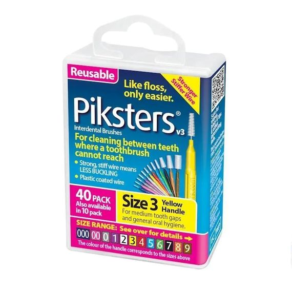 Міжзубні йоржики Piksters, № 3 (діаметр 0.8) жовті, конусні, 40 шт | Зображення 1