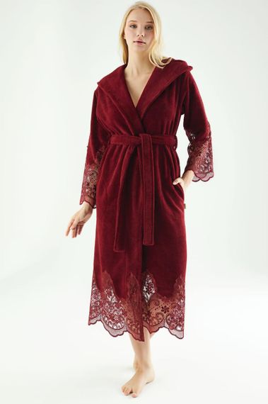 Жіночий халат Nusa 4150 бордовий, 2XL | Зображення 4