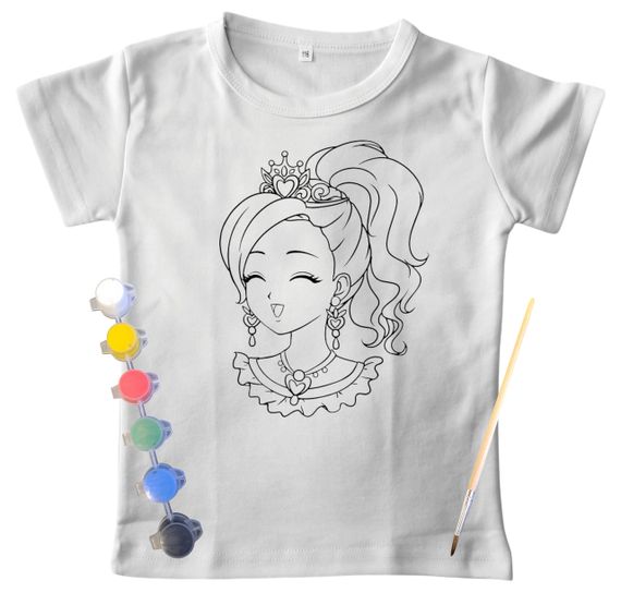 Дитячий набір для творчості футболка розмальовка Королева біла (ДФ0012) 128