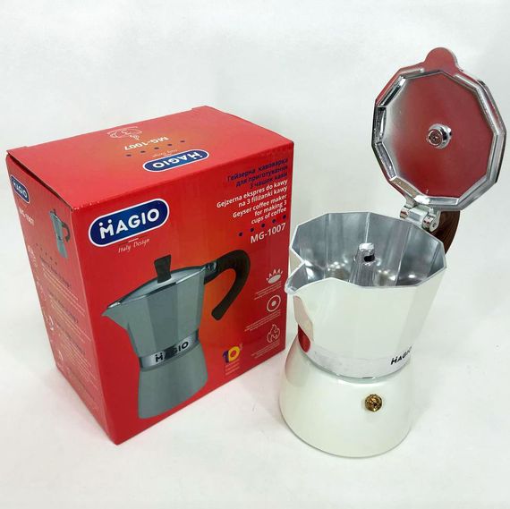 Гейзерная кофеварка Magio MG-1007, гейзерная кофеварка из нержавейки, кофеварка HF-496 для дома | Зображення 3