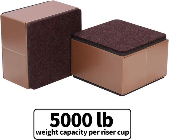 Подставки для подъема мебели 5 см, набор 4 шт стальные квадратные коричневые до 500кг для кровати дивана шкафа | Зображення 3