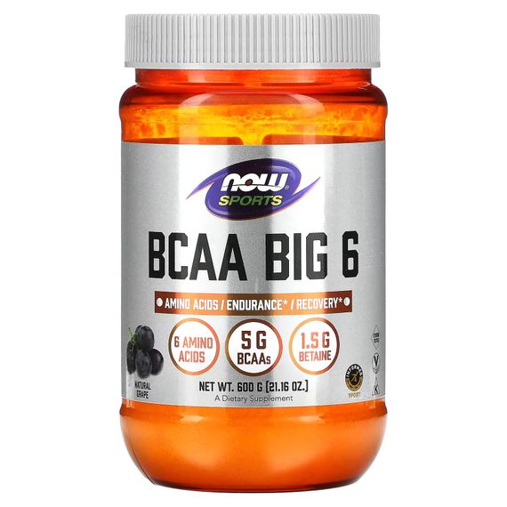 Амінокислота NOW BCAA BIG 6 POWDER  600 GRAM  (GRAPE)