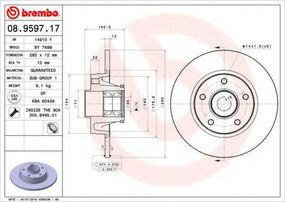 Диск гальмівний BREMBO 08959717 на RENAULT TRAFIC II автобус (JL)