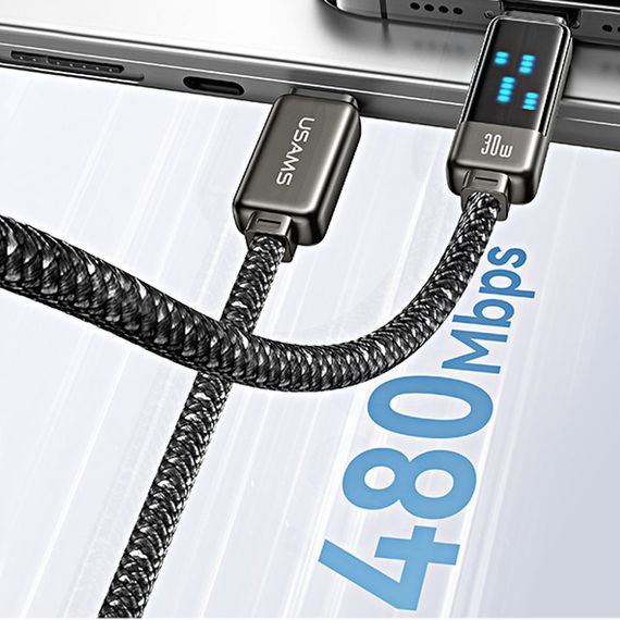 Дата кабель Usams US-SJ744 Meteor Ser. Type-C to Type-C 100W (1.2m) Tarnish | Зображення 6