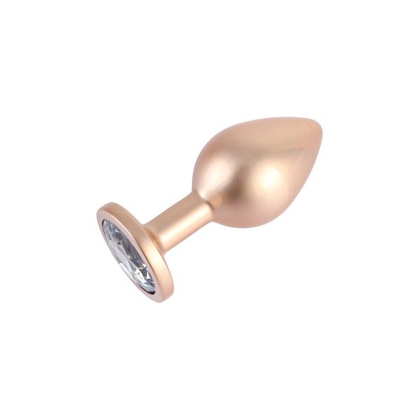 Анальная пробка розовое золото CHISA MATRIX MONT с перламутром и белым камнем, размер M sexstyle | Зображення 3