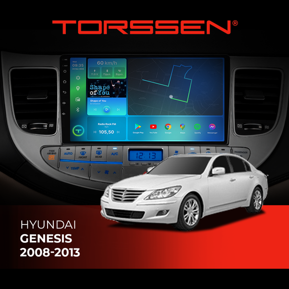 Штатна магнітола Torssen Hyundai Genesis 2008-2013 FL9 4+64Gb 4G Carplay DSP