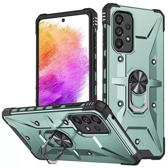 Ударостійкий чохол Pathfinder Ring для Samsung Galaxy A13 4G / A23 4G / M13 4G / M23 5G / A04s TPU+PC, Кольцо-держатель, Зеленый /