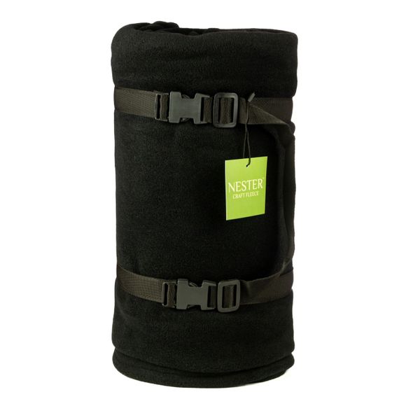 Флисовый плед Nester Black Case 145*200 - черный плед для военных с чехлом | Зображення 3