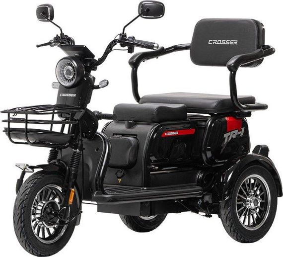 Электротрайк Crosser TR-1 LFP 1500W 76.8V 30Ah, трехколесный электроскутер, до 75 км, для взрослых и пожилых Чорний