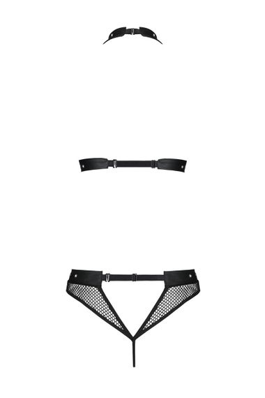 Білизна з відкритим доступом Passion MOONLIGHT SET L/XL black топ, стрінги Sex Aura | Зображення 4