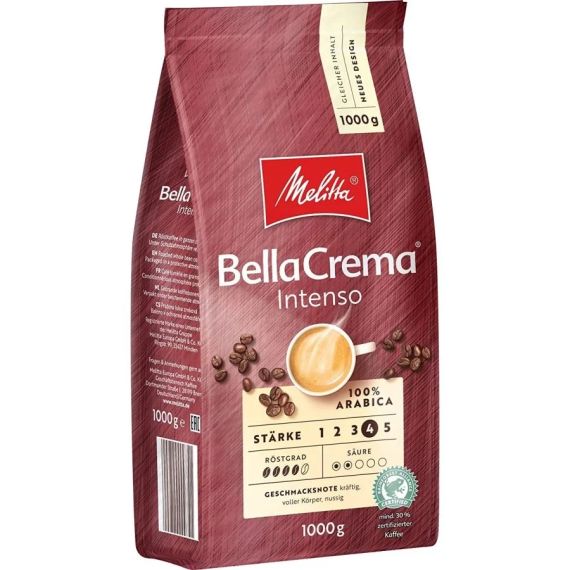 Кава в зернах Melitta BellaCrema Intenso 1кг Німеччина Арабіка Мелітта темної обсмажування