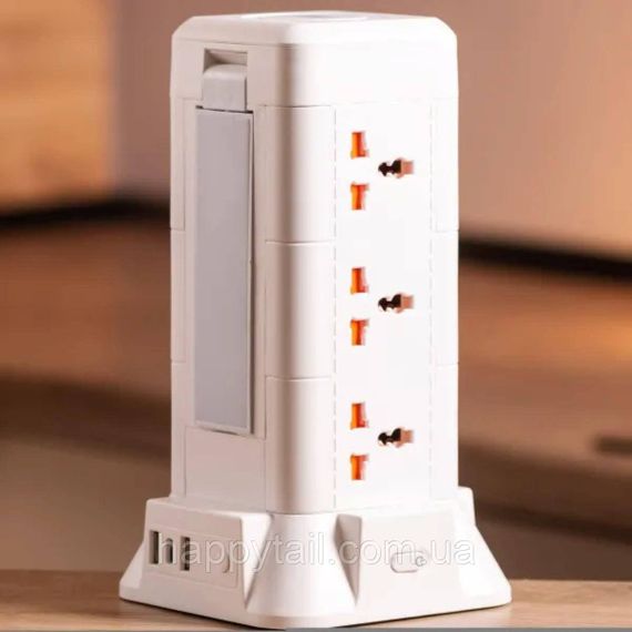 Сетевой фильтр удлинитель 2.8 м с лампой на 9 универсальных розеток с 2 USB, 1 Type-C, беспроводная зарядка HP-5-5 | Зображення 2