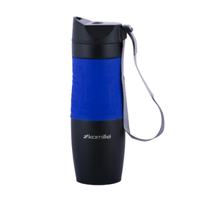 Термочашка 480мл з TPR вставкою і ремінцем нержавіюча сталь мікс KAMILLE 2067