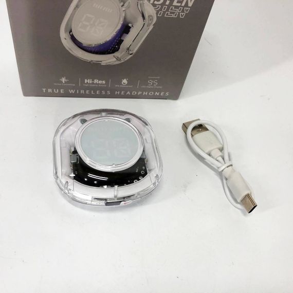 Бездротові навушники TWS T8 PRO з прозорим кейсом Вакуумний LED дисплей Bluetooth 5.3. UH-814 Колір: білий | Зображення 4