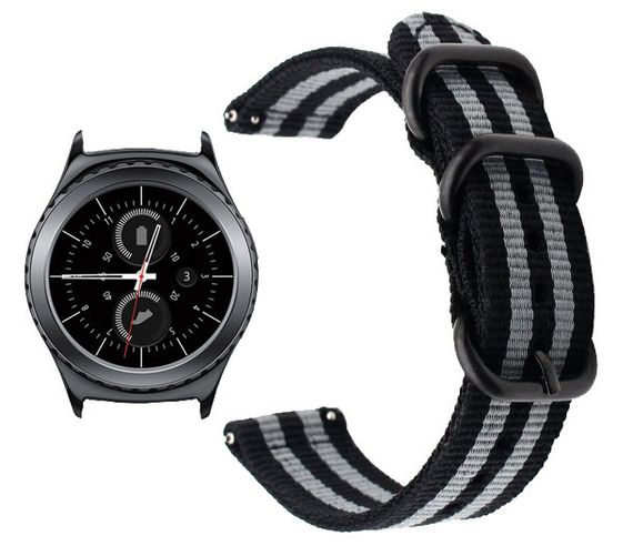 Нейлоновый ремешок Primo Traveller для часов Samsung Gear S2 Classic SM-R732 / RM-735 - Black&Grey