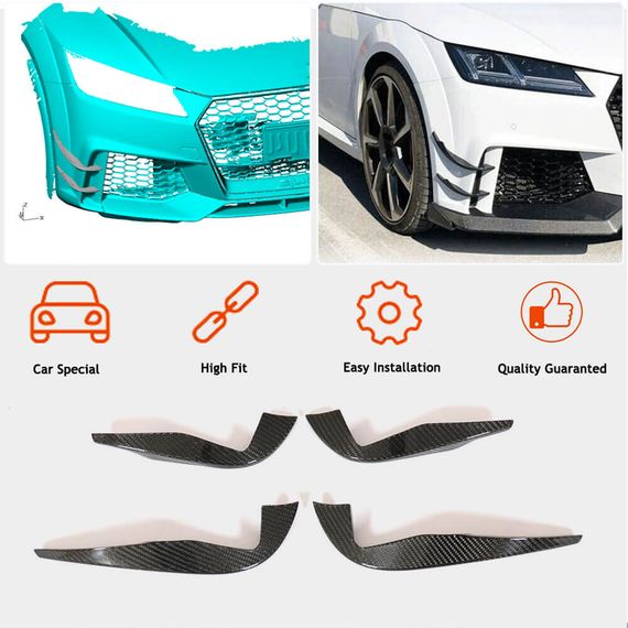 Бокові накладки на передній бампер (для RS, 2016-2019, Карбон) для Ауди ТТ рр | Зображення 1