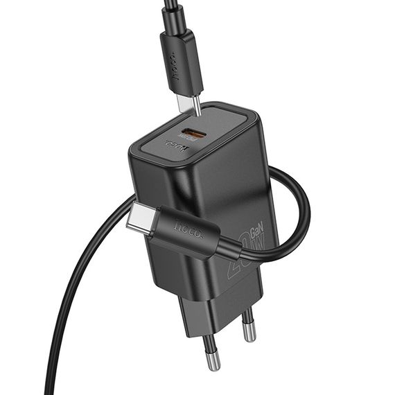 СЗУ Hoco N60 Gentle PD20W (1USB-C) + кабель Type-C to Type-C Black | Зображення 1