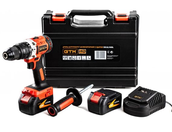 Акумуляторний ударний шурупокрут GTM DSI18/80BL безщітковий + 2 АКБ і ЗП у кейсі (DSI18/80BL)
