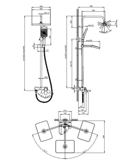 Душова система універсальна Lidz Orion 1030 Chrome LDORI1030CRM48092 | Зображення 1