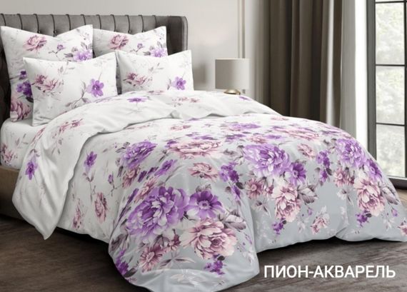 Комплект постільної білизни Тіротекс двоспальний квіти 175х215 см піони