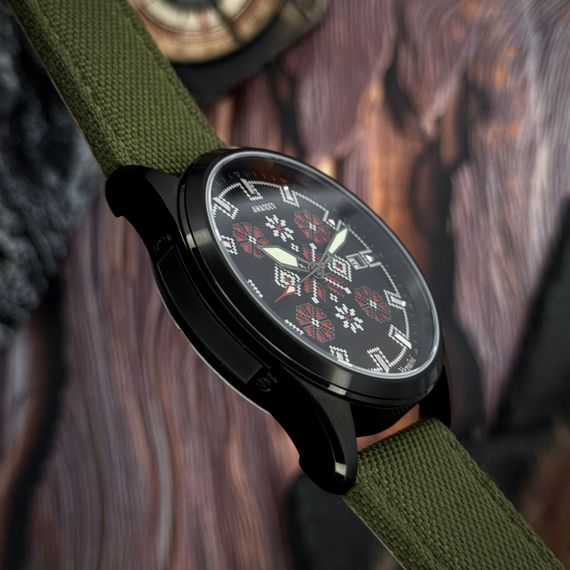 Патріотичний наручний годинник Awarder Embroidery Black-Red Green Automatic 10ATM | Зображення 5