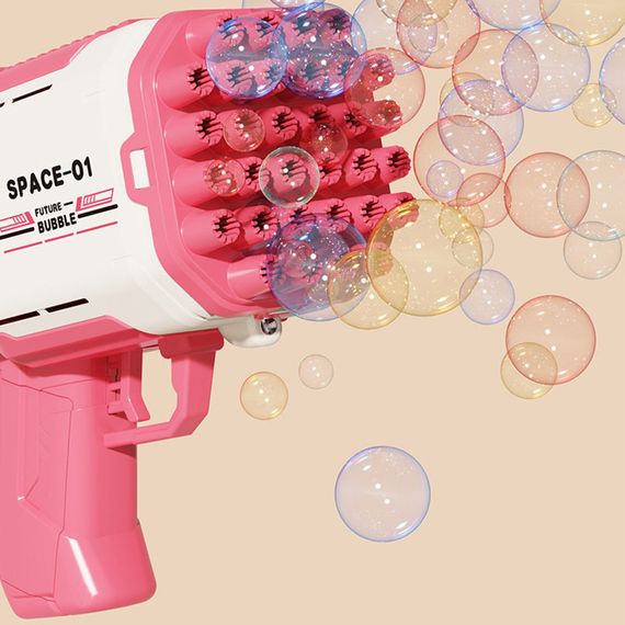 Пистолет для мыльных пузырей Bubble Gun 698-20 с насадками на 32/45 отверстий 50ml Pink | Зображення 1