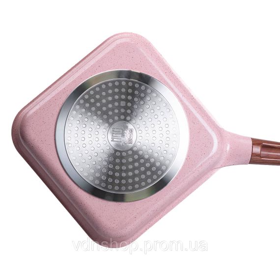Сковорода-гриль алюмінієва, квадратна, 2,5 л, з антипригарним покриттям, 24 см MGC Pink HP-4-438P | Зображення 2