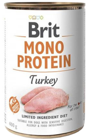 Вологий корм консерва Brit Mono Protein для дорослих собак, індичка 400г