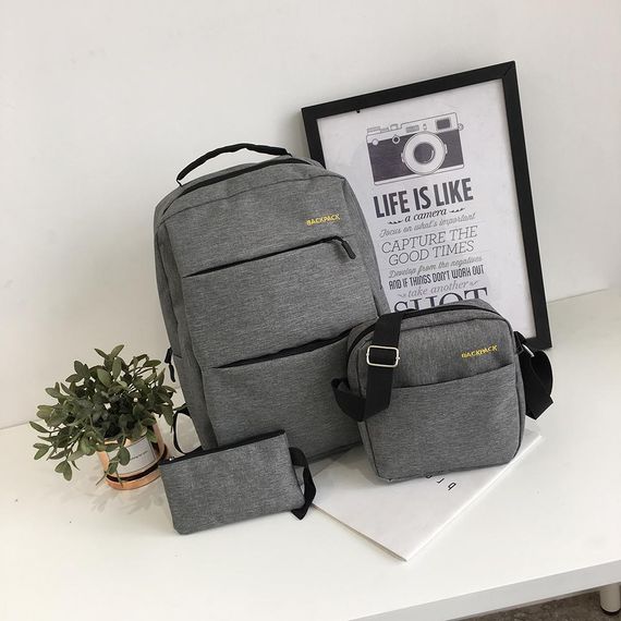 Рюкзак городской Backpack Комплект 3 в 1 вместительный рюкзак для ноутбука с сумкой и кошельком | Зображення 2