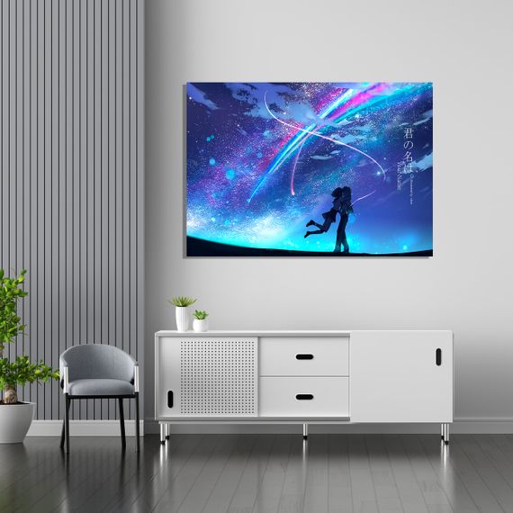Плакат-постер з принтом Кавун Your Name Твоє Ім'я Такі Тачібана Mitsuha Міямідзу обіймаються на тлі комети А0 ПЛ000714(А0)