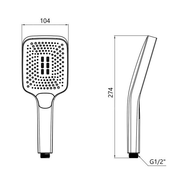 Лійка для ручного душу Qtap Rucni 140x110 мм прямокутна QTRUC125CRM45954 Chrome | Зображення 1