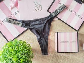 Женские кружевные стринги Виктория Сикрет со стразами, бикини стринги Victoria`s Secret, премиум качество