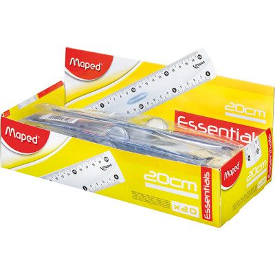 Линейка Maped пластиковая ESSENTIALS, 20см, двухсторонняя шкала, прозрачны (MP.146108) - Топ Продаж! | Зображення 1