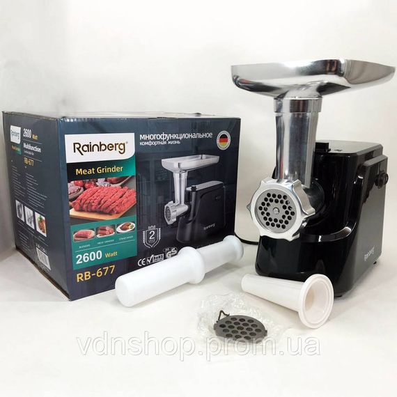 М'ясорубка-шатковка-терка Rainberg, Електром'ясорубки з металевими шестернями, М'ясорубка велика EF-18 | Зображення 1