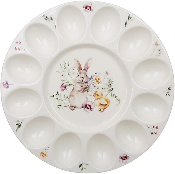 Блюдо порцелянове "Spring Story" Ø27см для 12ти яєць і паски (великоднє блюдо)