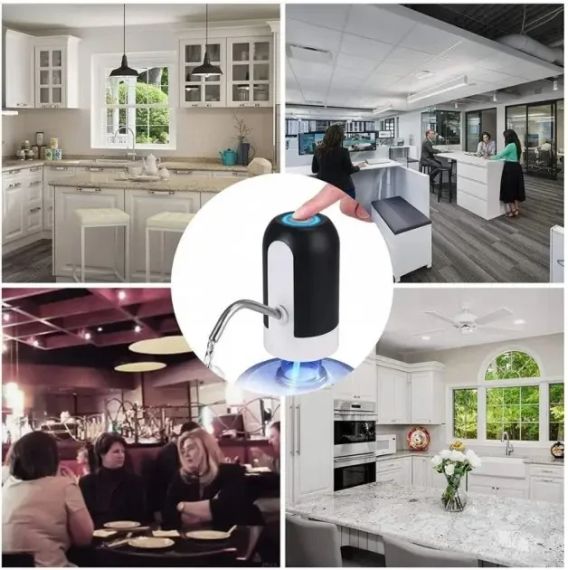 Электрическая помпа для бутилированной воды Automatic water dispenser с подсветкой на бутыль 19 л Черный | Зображення 4