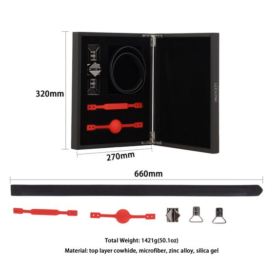 Шкіряний кляп з 2-ма насадками LOCKINK Ball-Gag & Gag-bite Set - Black | Зображення 7