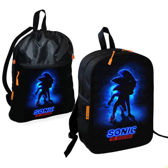 Школьный рюкзак детский Супер Соник + Сумка для обуви спортивной формы рюкзак-мешок для мальчика (01837)